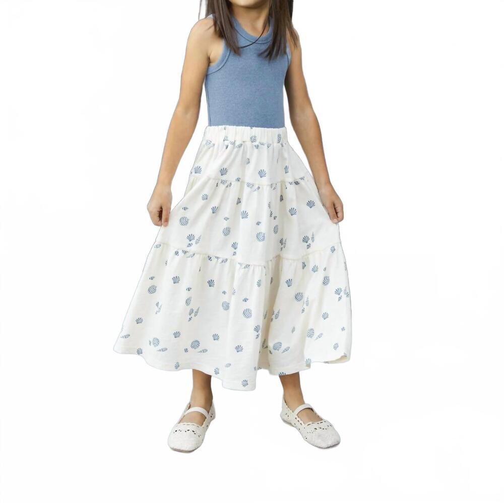 NEW RYLEE + CRU girl's ribbed tank top set in natural, heathered marine
